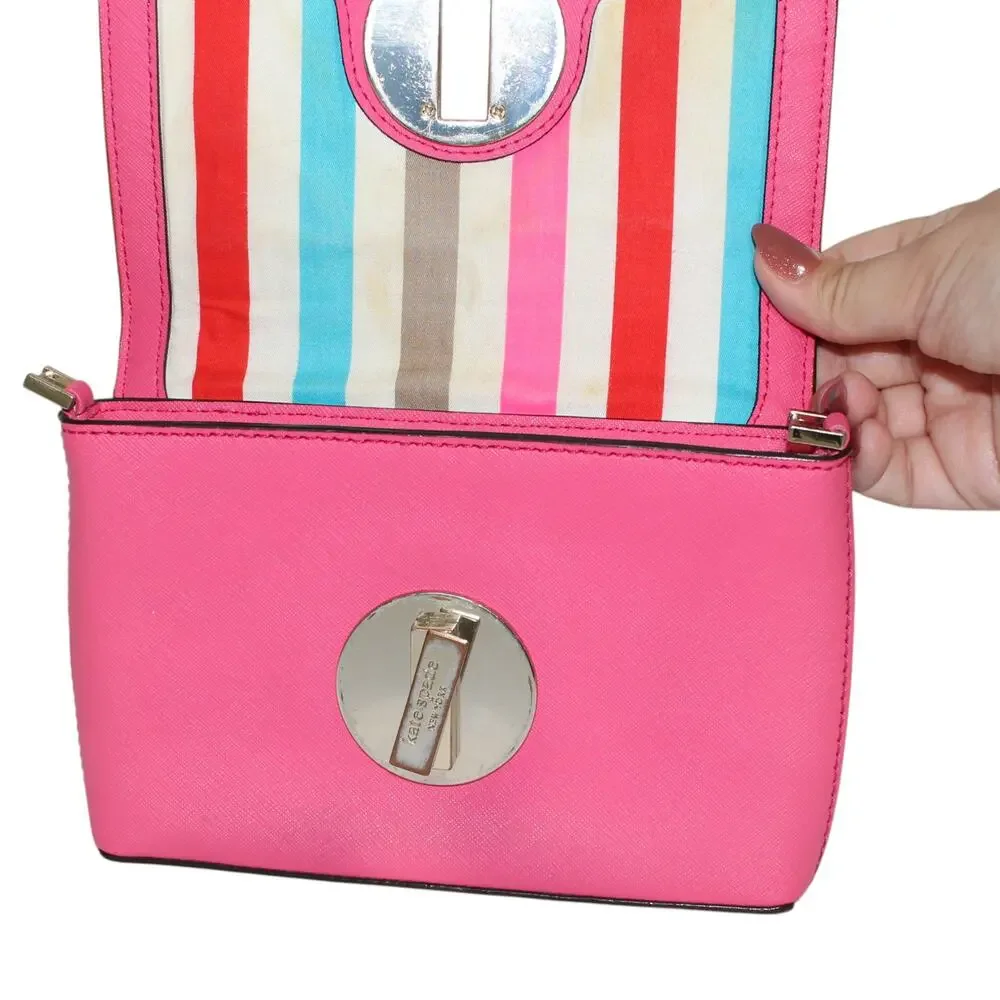 Kate Spade Pink Leather Gold Turn Lock Mini Bag